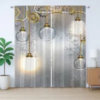 Abakuhaus Industriële rustieke gordijnen, steampunk antiek, universele gordijnen met lussen en haken voor de woonkamer, 280 x 175 cm, geelgrijs wit