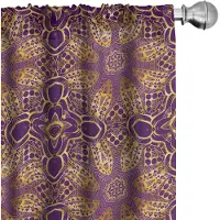 Abakuhaus Geometrische Mandala Gordijnen – 2x75x245 cm – Mikrofaser – Lila/Geel