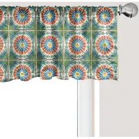 Abakuhaus Abstracte raamvalance, gordijnvalance voor keuken en slaapkamer met tunnelzoom, 137 cm x 30 cm, crème pauwgroen