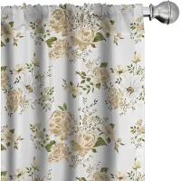 Abakuhaus Bloemen gordijnen – 2x75x175 cm – microvezel, halfverduisterend, wit/beige
