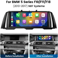 Hexinex 10,25-inch scherm Autoradio Geschikt voor BMW 5er F10 F11 (2013-2017) NBT-systeem Wireless Carplay GPS NAVI BT 2GB+8GB