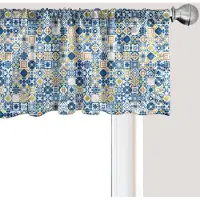 Abakuhaus Geel en blauw raamvalletje, gordijnvalletje voor keuken en slaapkamer met tunnelzoom, 137 cm x 45 cm, violetblauw mosterd