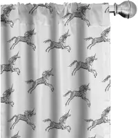 Abakuhaus Eenhoorn Gordijnen – 2x75x245 cm – Antraciet/Wit