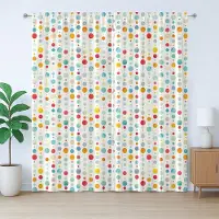 Abakuhaus Abstracte rustieke gordijnen, kleurrijke grote stippen, met lussen en haken voor de woonkamer, 280 x 175 cm, meerkleurig