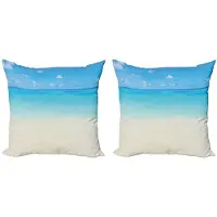 Abakuhaus Ocean kussenhoes – 2x60x60 cm – dubbelzijdig bedrukt – crème marineblauw