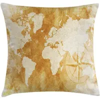 Abakuhaus Kompas-kussenhoes – 40x40 cm – Dubbelzijdig bedrukt, crème-tan, rits