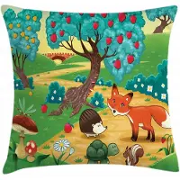 Abakuhaus Egelkussenhoes – bosdieren – 40x40 cm – dubbelzijdig