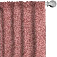 Abakuhaus – Damastgordijnen – Vintage Bloemenkrullen – 2-delige set 75x245 cm – Microvezel – halfdonkerend – roze en vermiljoen