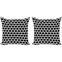 Abakuhaus Dots Kussenhoezen Set – 2x40x40 – Dubbelzijdig – Zwart/Wit