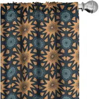 Abakuhaus Antiek Oriëntaals – 2x75x225 cm gordijnen – microvezel Abrikoos-donkerblauw
