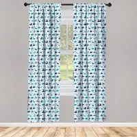 Abakuhaus Babykamer Dino Gordijnen – Kinderkamer Gordijnen – Blauw/Multicolor – 2x75x245 cm