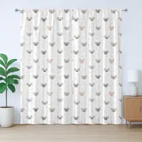 Abakuhaus Kindvriendelijk rustiek gordijn, cartoon muizenkopjes, slaapkamergordijn met plooien en haken, 280 x 225 cm, lichtgrijs en wit