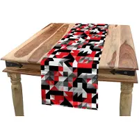 Abakuhaus Tafelloper – Halve Driehoeken – 40x180 cm – Donkergrijs/Wit