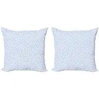Abakuhaus Kussenhoes – 2x50x50 cm – Gebloemd, Dubbelzijdig – Babyblauw/Wit