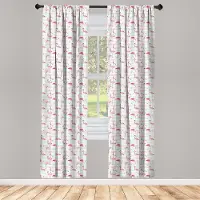 Abakuhaus Flamingo Voorhangen – 2x75x225 cm – Halfverduisterend – Mintgroen/Perzik/Koraal