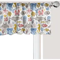 Abakuhaus Onderwater raamvalletje, gordijnvalletje voor keuken en slaapkamer met tunnelzoom, 137 cm x 45 cm, wit meerkleurig