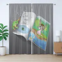 Abakuhaus Sprookjesachtig rustiek gordijn, Boek met één woord, slaapkamergordijn met lussen en haken, 280 x 260 cm, meerkleurig