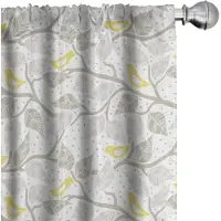 Abakuhaus – 2x Voorhangpanelen Geel-Grijs-Wit – Microfaser, Halfdonker – 75x225 cm
