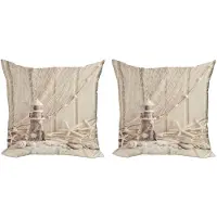 Abakuhaus visnet kussenhoes set – 2x60x60 cm – marine beige