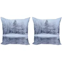 Abakuhaus kussenhoezen 2x40x40 cm – Winter Blizzard Bos – Dubbelzijdig bedrukt