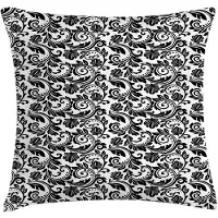 Abakuhaus – Victoriaanse kussenhoes – Damast-geïnspireerde wijnoogst – 50x50 cm – zwart-wit