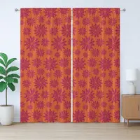 Abakuhaus Modern Rustiek Gordijn, Opvallende Bloemenprint, met Bandjes, Lussen en Haken voor de Woonkamer, 280 x 245 cm, Scharlaken Kastanjebruin