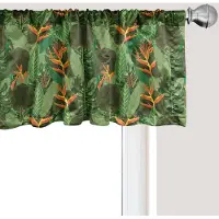 Abakuhaus Botanische raamvalance, gordijnvalance voor keuken en slaapkamer met tunnelzoom, 137 cm x 45 cm, groenblijvend en olijfgroen