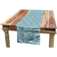 Abakuhaus Tafelloper Antiek – Damaststijl 40x300 cm, blauwgrijs/wit