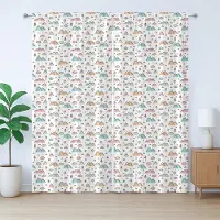 Abakuhaus Scandinavisch rustiek gordijn, bergen en bomen, met lussen en haken voor de woonkamer, 280 x 175 cm, wit meerkleurig