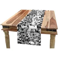 Abakuhaus Zwart-Wit Tafelloper – Vlindersmotief – 40×225 cm