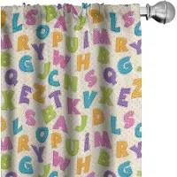 Abakuhaus ABC – Gordijnen met alfabetpatroon – 2x75x225 cm – microvezel – veelkleurig