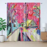Abakuhaus Art Rustiek Gordijn, Funky Streets Schets Bomen, Slaapkamergordijn met Plooiing, Lusjes en Haken, 280 x 225 cm, Multicolor