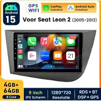 Hexinex Autoradio Geschikt voor Seat Leon 2 (2005-2012) - Draadloos CarPlay, Android Auto, multimediaspeler, 4GB+64GB