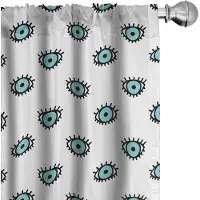 Abakuhaus – Doodle Ogen Voorhang 2x75x175 cm – Seafoam/Wit