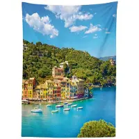 Abakuhaus Portofino tafelkleed – 140 x 240 cm – satijn, groen-blauw-geel, buiten