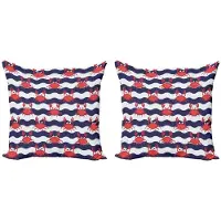 Abakuhaus Krabben Kussenhoes Set – 2x40x40 cm – Dubbelzijdig digitaal bedrukt – Rood en Marineblauw