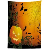 Abakuhaus Spinnenweb-tafelkleed – 140x200 cm – Satijn, Binnen/Buiten – Oranje/Groen/Zwart