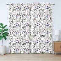Abakuhaus Rustiek Distelgordijn, Zomerbloemen, Slaapkamergordijn met plooien, lussen en haken, 280 x 175 cm, Groen Blauw Paars