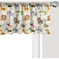 Abakuhaus Cartoon Dieren Raamvalletje, Gordijnvalletje voor Keuken en Slaapkamer Decoratie met Tunnelzoom, 137 cm x 30 cm, Multicolor