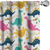 Abakuhaus Dino-gordijn – 2-delige set microvezel gordijnen 75x245 cm – veelkleurig