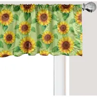 Abakuhaus Gele bloemenvalletje, gordijnvalletje voor keuken en slaapkamer met tunnelzoom, 137 cm x 45 cm, pistacheroodbruin