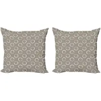Abakuhaus Taupe-Wit Kussenhoes 2x40x40 – Dubbeldruk Microfaser