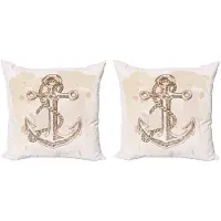 Abakuhaus Anker Kussenhoes Set – Dubbelzijdig – 60x60 cm – Creme Bruin