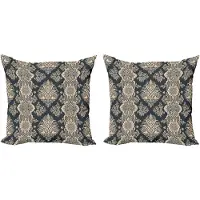 Abakuhaus Damast Kussenhoes Set (2 stuks), Victoriaans Barok, 45 cm, coke grijs crème