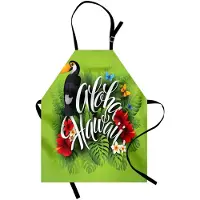Abakuhaus Aloha Kookschort, Hawaï Bloemenillustraties, Kleurvast, In hoogte verstelbaar, Wasbaar, Heldere digitale druk, Veelkleurig