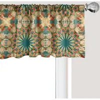 Abakuhaus Art Nouveau raamvalletje, gordijnvalletje voor keuken- en slaapkamerdecoratie met tunnelzoom, 137 cm x 30 cm, turquoise/verbrand oranje