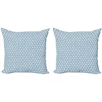 Abakuhaus Ikat Kussenhoes Set – 2x50x50 cm – Dubbelzijdig – Blauw Beige