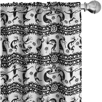 Abakuhaus Gordijnen – Afrikaanse 2x75x245 cm – microvezel – Zwart-Wit