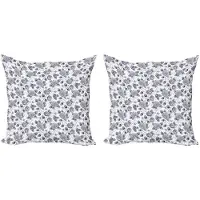 Abakuhaus Kussenhoes – Set 2x50x50 – Vintage Rozen – Grijs/Wit