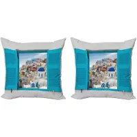 Abakuhaus Kussenhoes – 2x50x50 cm – Dubbelzijdig bedrukt – Turkoois/Grijs, Mikrofaser